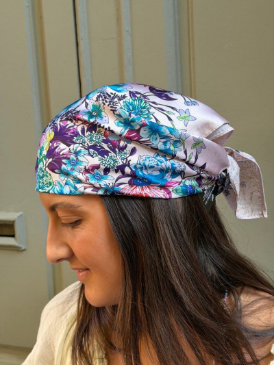 Foulard FLAKA rose reversible 2