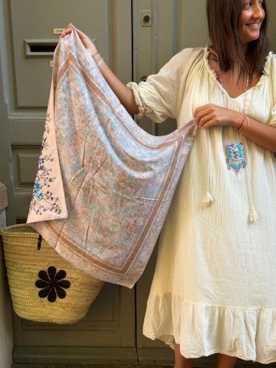 Foulard FLAKA rose reversible