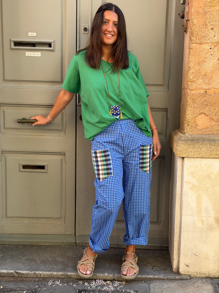 Pantalon MARCUS bleu à carreaux