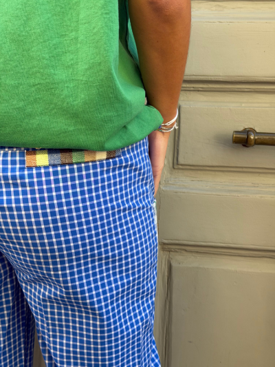Pantalon MARCUS bleu à carreaux