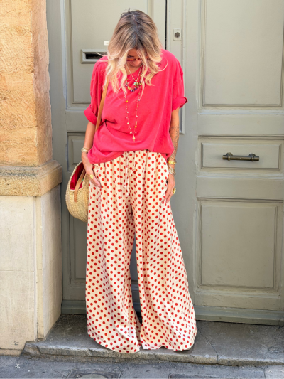 Pantalon KEMY à pois rouge