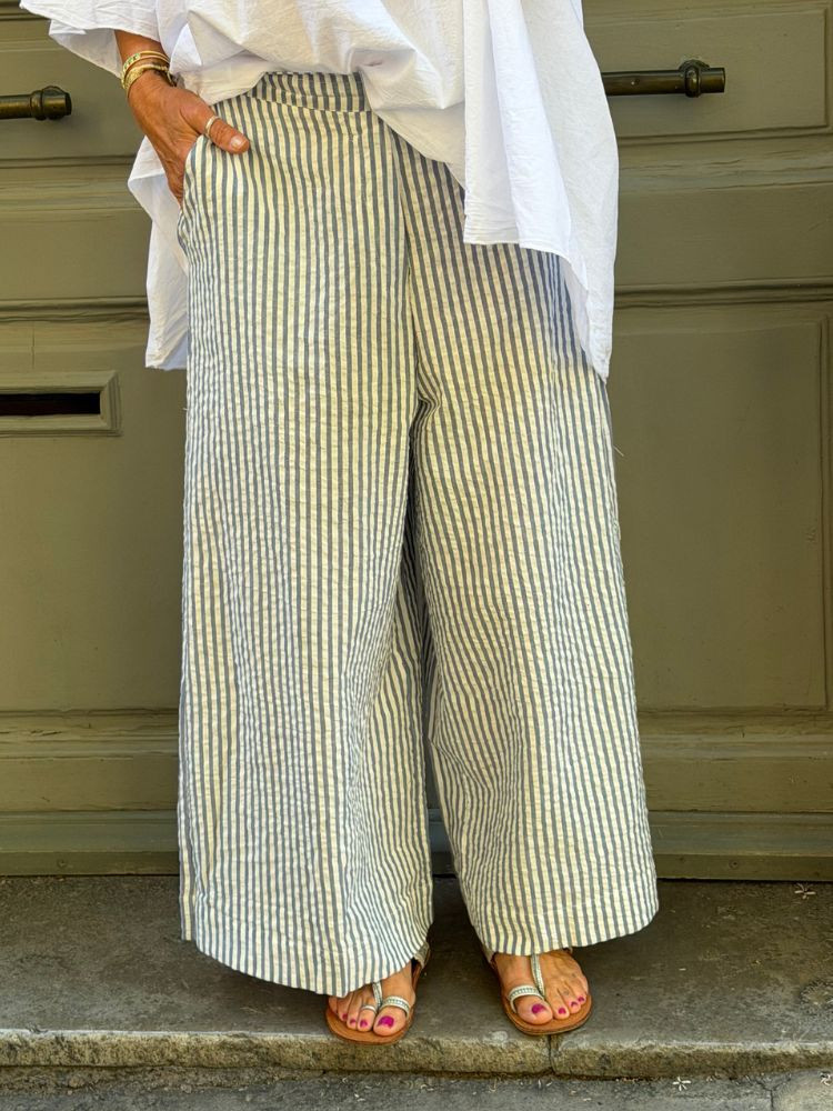 Pantalon BONNIE rayé bleu