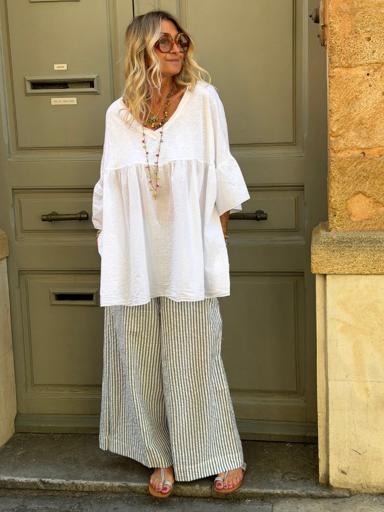 Pantalon BONNIE rayé bleu