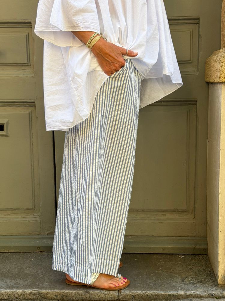Pantalon BONNIE rayé bleu