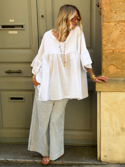 Pantalon BONNIE rayé bleu 2