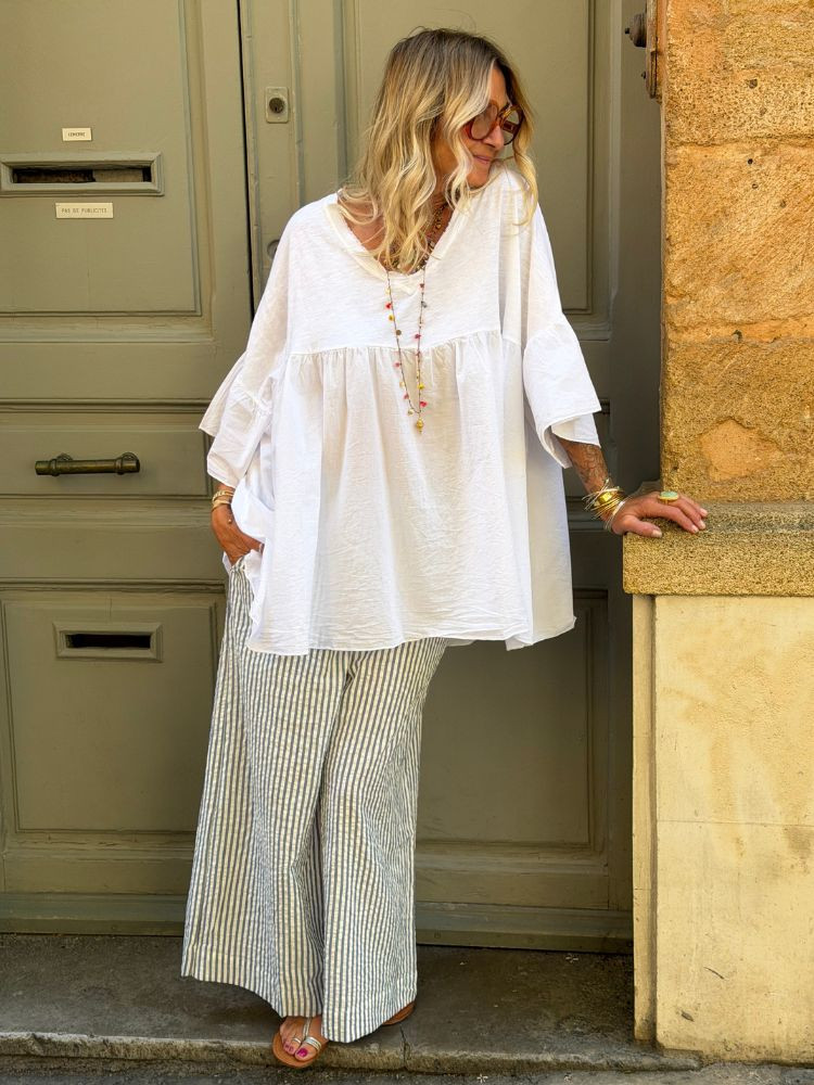 Pantalon BONNIE rayé bleu