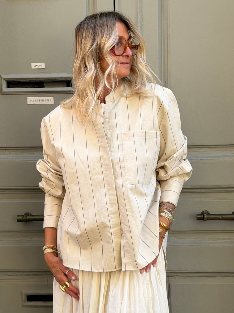 Chemise ARON rayé écru