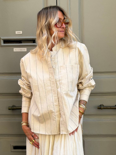 Chemise ARON rayé écru
