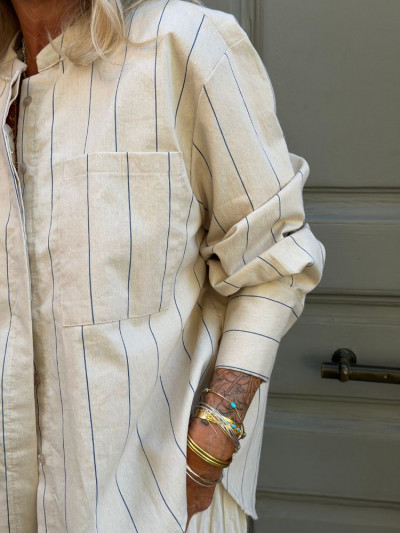 Chemise ARON rayé écru