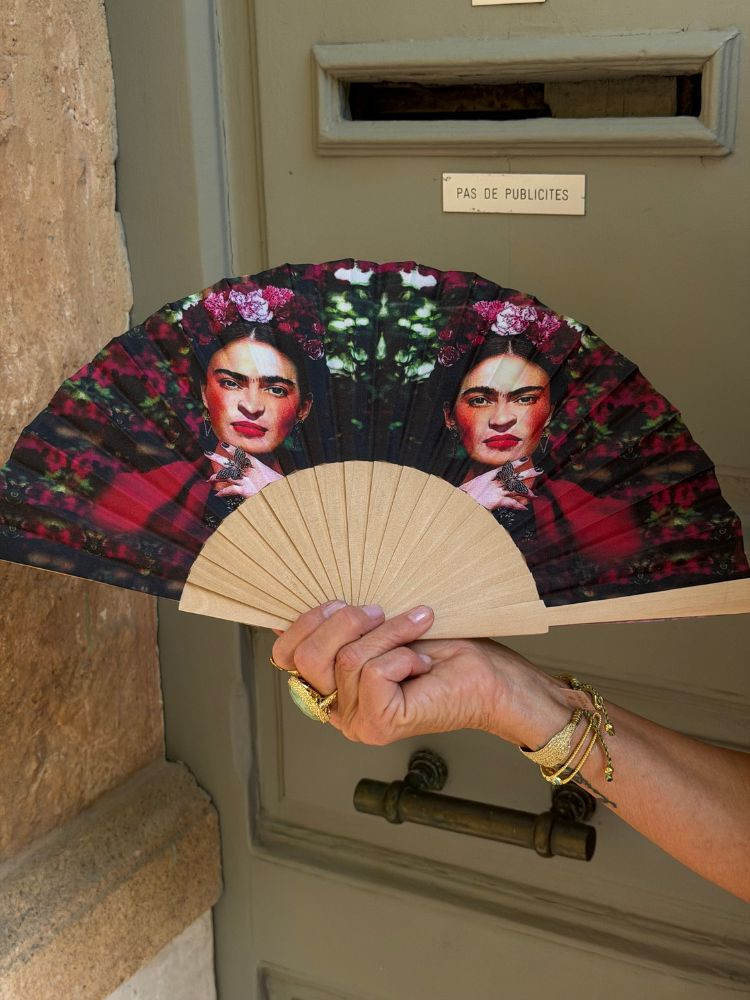 Éventail Frida Kahlo rouge