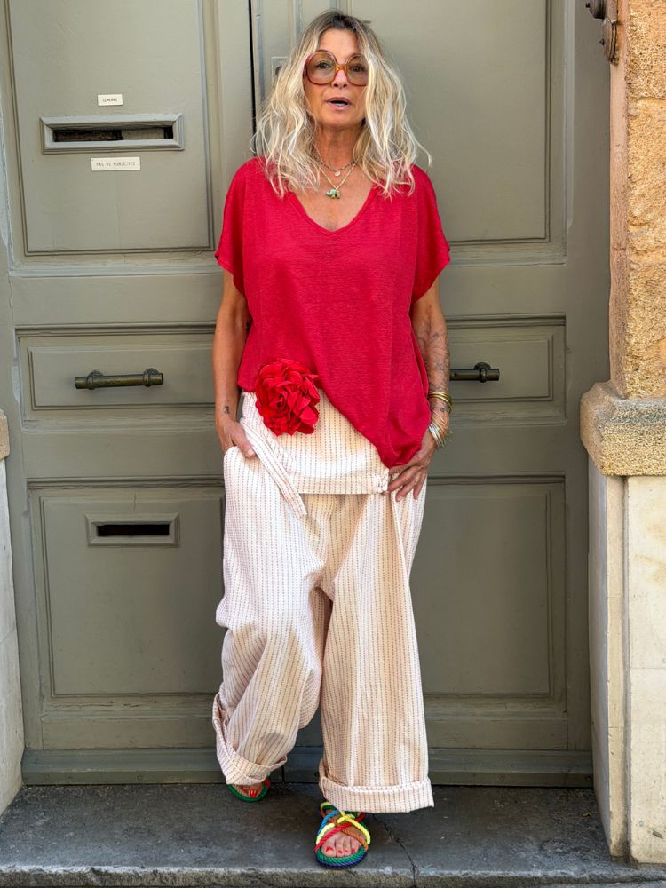 Salopette SCOTT rayé rouge