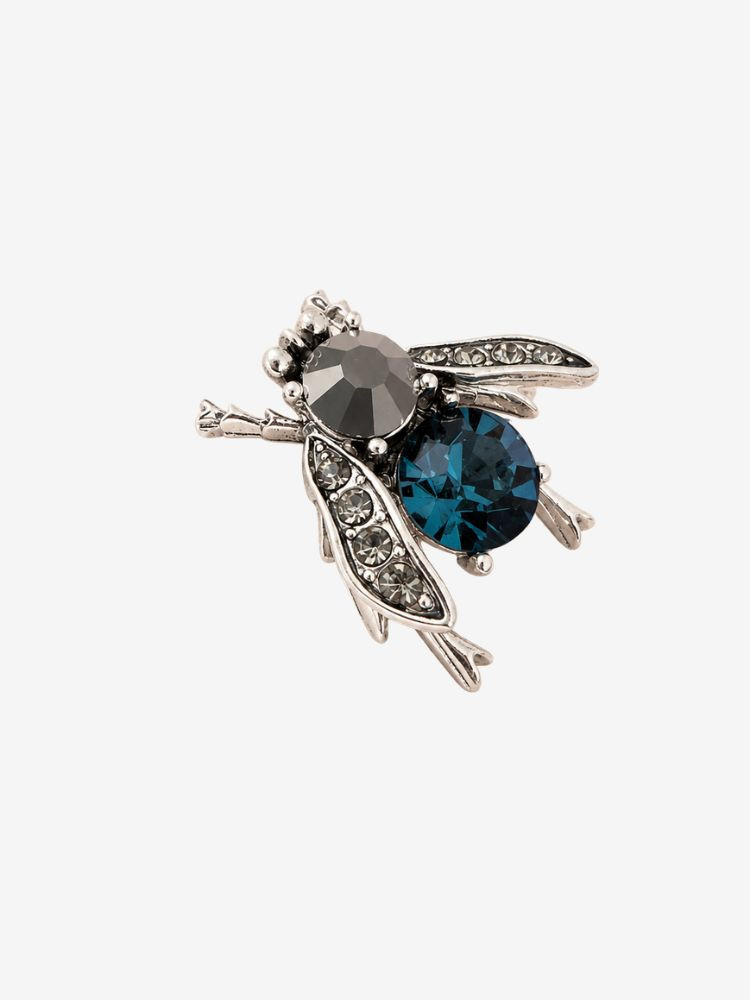 Broche ABELIA à strass gris
