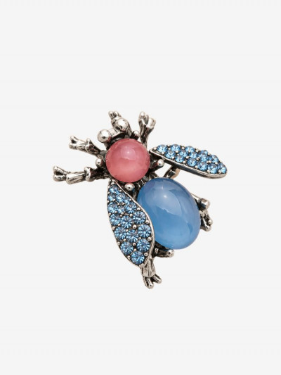 Broche ABELIA à strass bleu