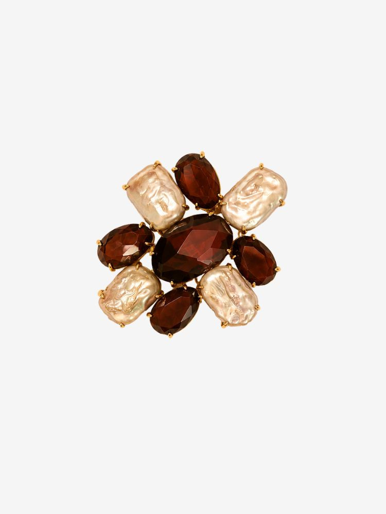Broche RON bordeaux