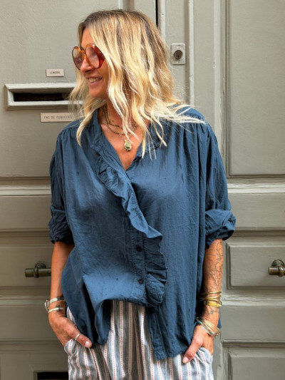 Chemise FLORA bleu marine