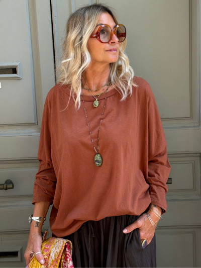 T-shirt NINETTE loose caramel