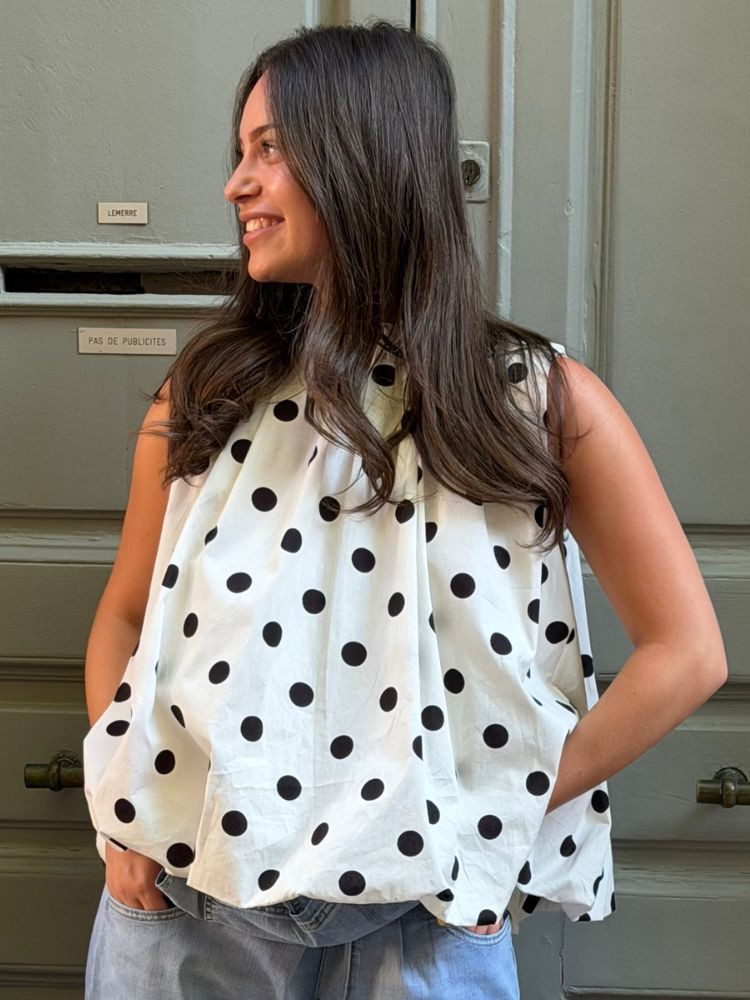 Top BORN a pois blanc