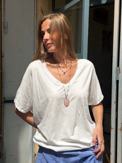 T-shirt NINO blanc col v