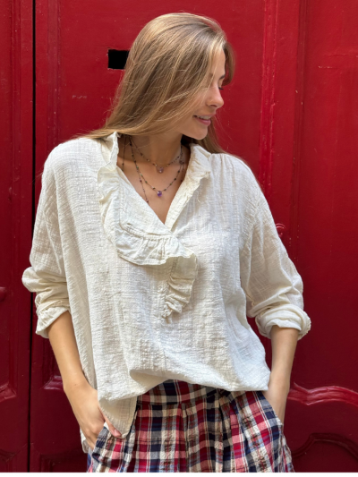 Blouse NUNKI écru à volant