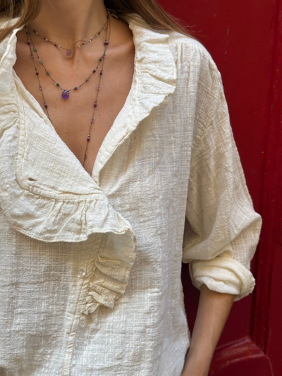 Blouse NUNKI écru à volant