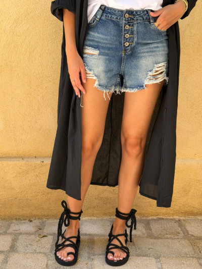 Short PAULETTE bleu délavé