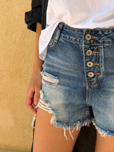 Short PAULETTE bleu délavé