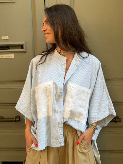 Chemise TUSCOLANO rayée bleue