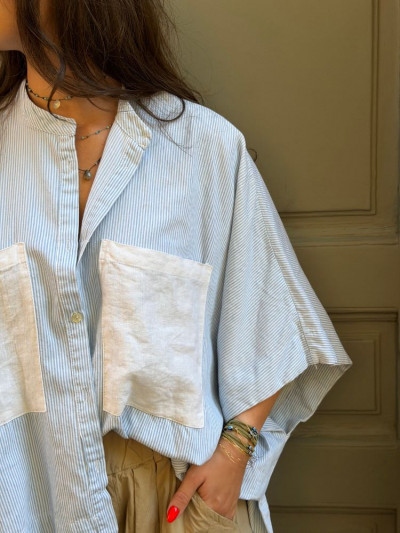 Chemise TUSCOLANO rayée bleue