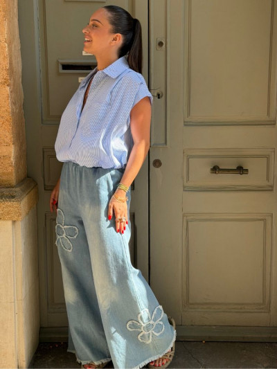 Chemise CARMEN bleu ciel 2