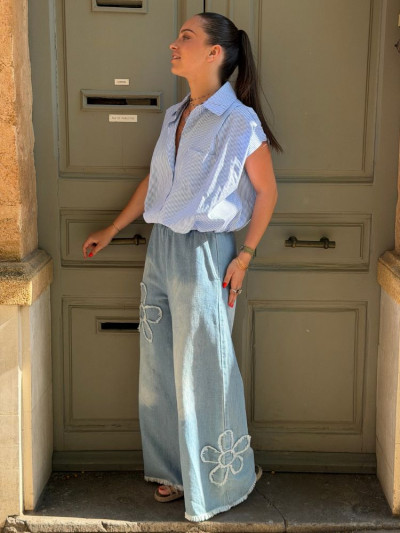 Chemise CARMEN bleu ciel
