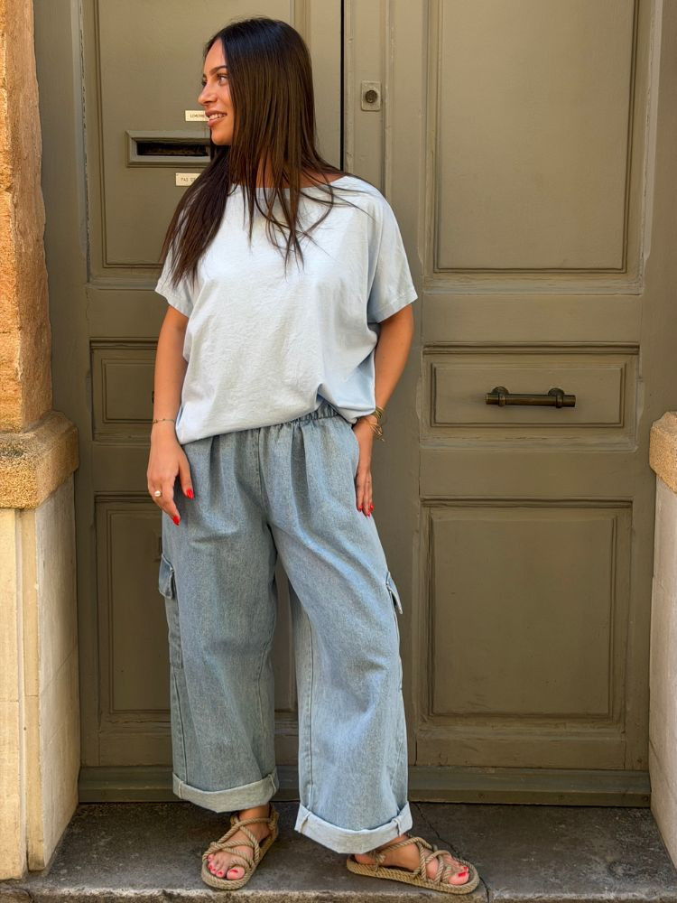T-shirt NINE bleu ciel