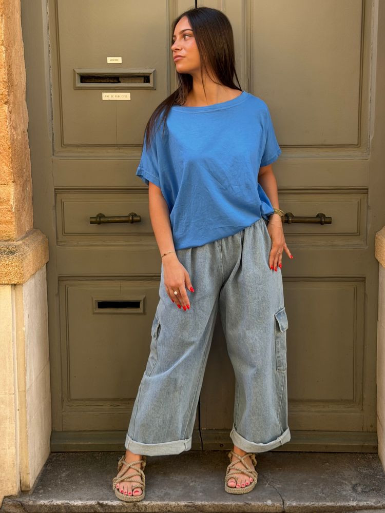 T-shirt NINE bleu azur