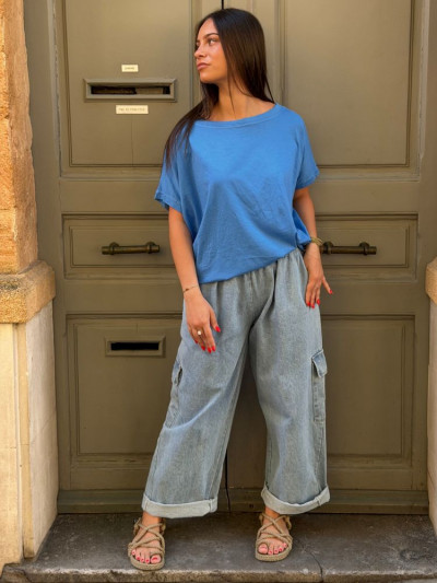T-shirt NINE bleu azur
