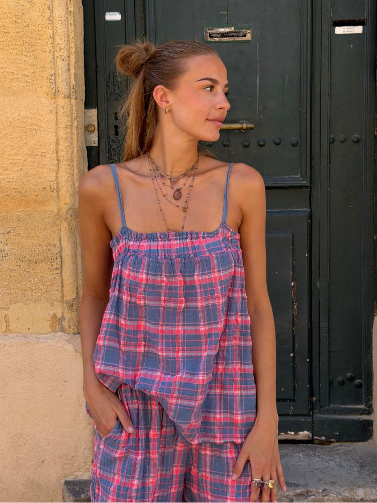 Top JANE bleu & rose