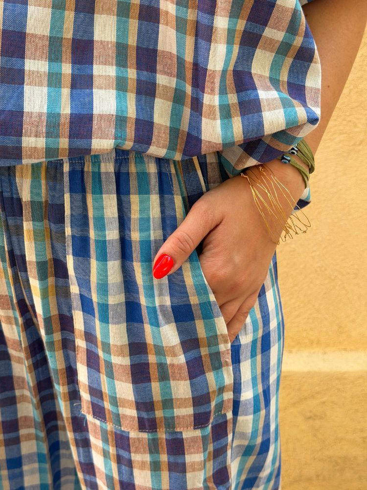 Pantalon PAOLA carreaux bleu