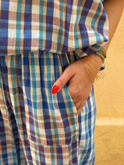 Pantalon PAOLA carreaux bleu