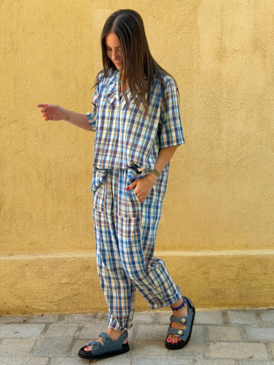 Blouse FLAVIE carreaux bleu