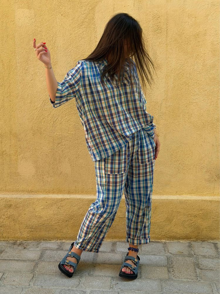 Blouse FLAVIE carreaux bleu