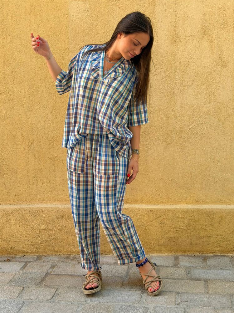 Blouse FLAVIE carreaux bleu