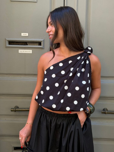 Top LEA noir a pois