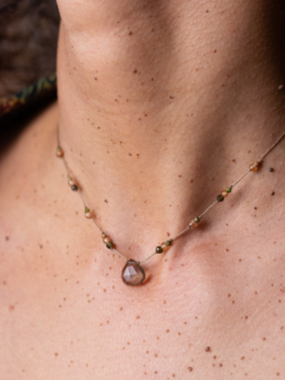 Collier DROP Leon quartz fumé