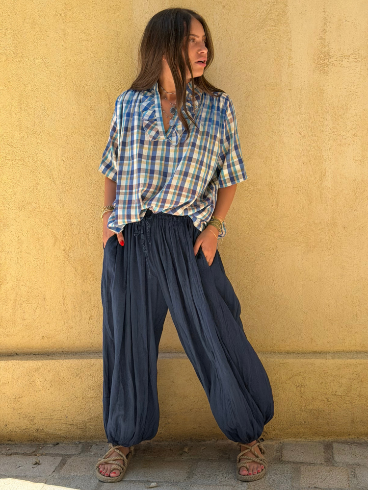 Blouse FLAVIE carreaux bleu