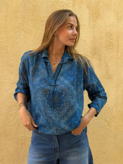 Chemise BANDANA bleu canard