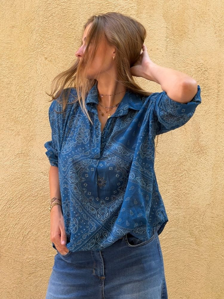 Chemise BANDANA bleu canard