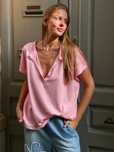 T-shirt JASMIN rose manches courtes