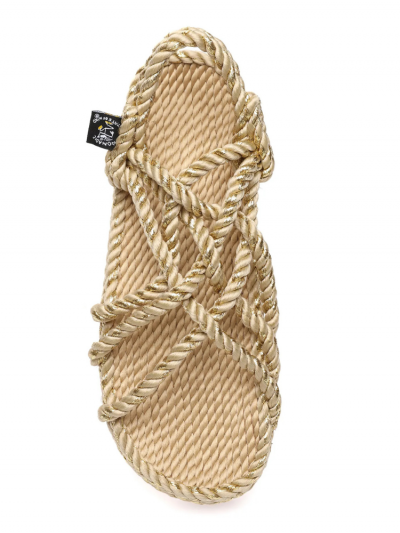 Sandales JC beige & sparkling gold compensées