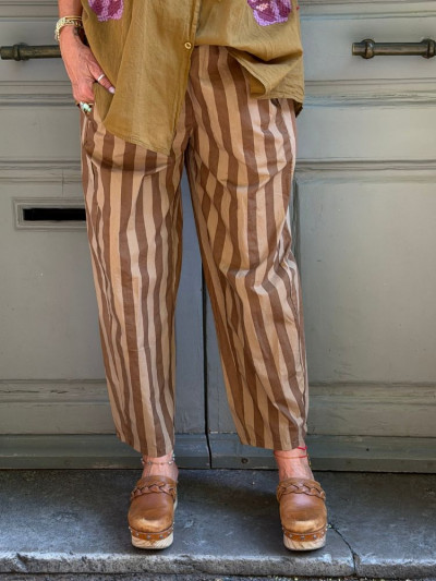 Pantalon ALBAN rayé camel &...