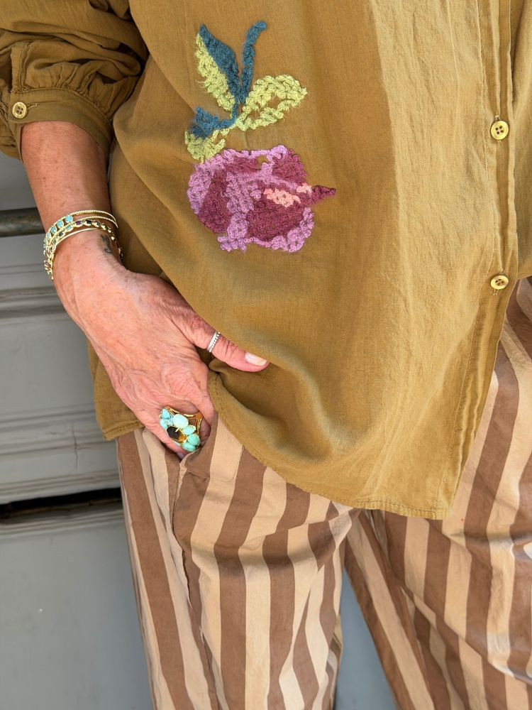 Chemise JOHANA brodée tabac