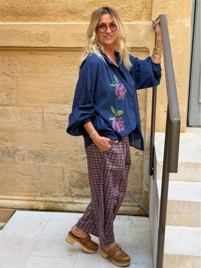 Chemise JOHANA brodée marine