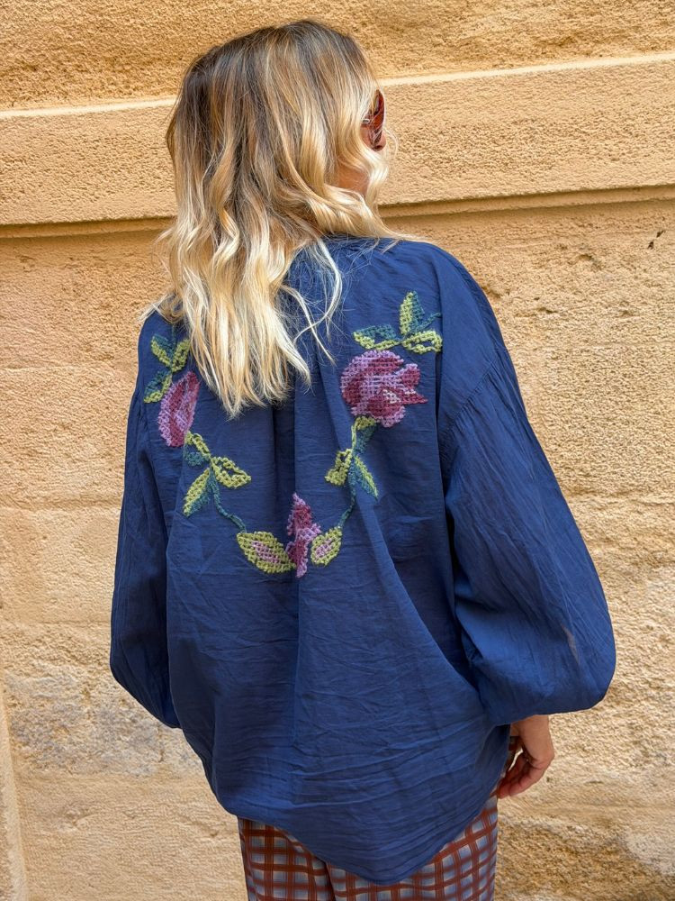 Chemise JOHANA brodée marine